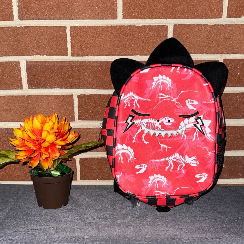Under One Sky Red Dinosaur Backpack with Black Accents